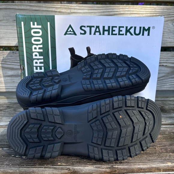 Staheekum mens waterproof slip resistant ankle rubber rain boots black 9 main image 5